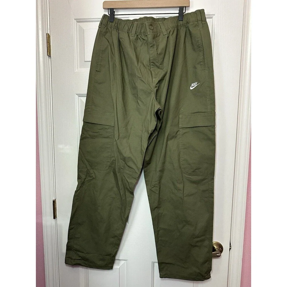 Size L Nike Sportswear Club Woven Cargo Pant Men Green HV1433-222 Loose Straight